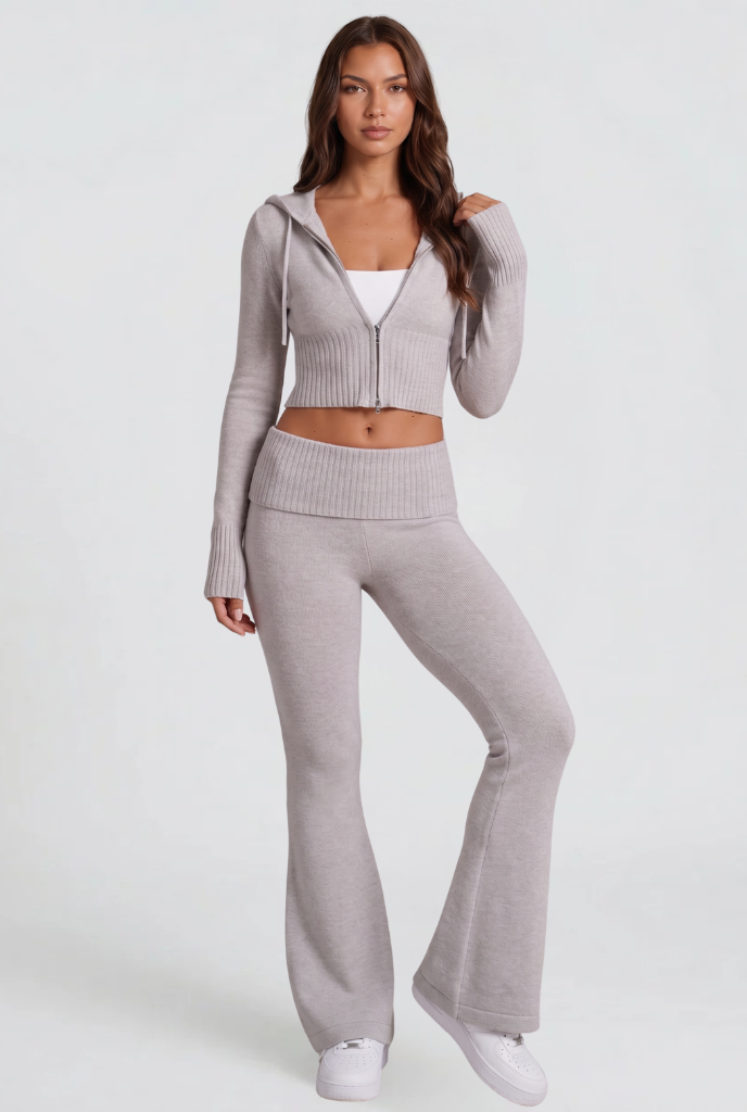 Zip-Up Hoodie & Flare Pants Set Audrey Calvero