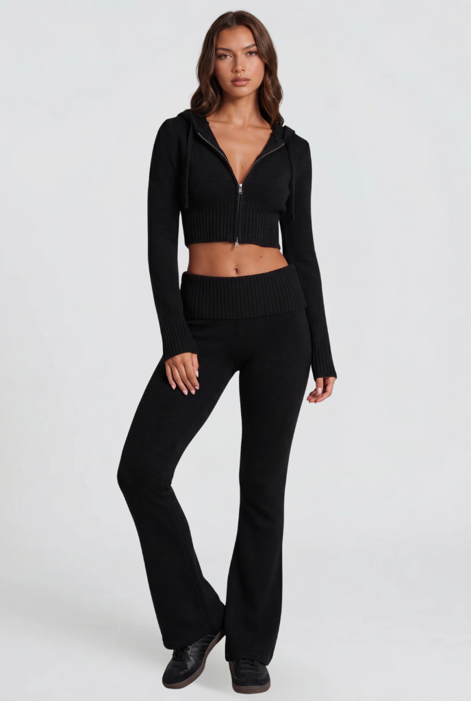 Zip-Up Hoodie & Flare Pants Set Audrey Calvero