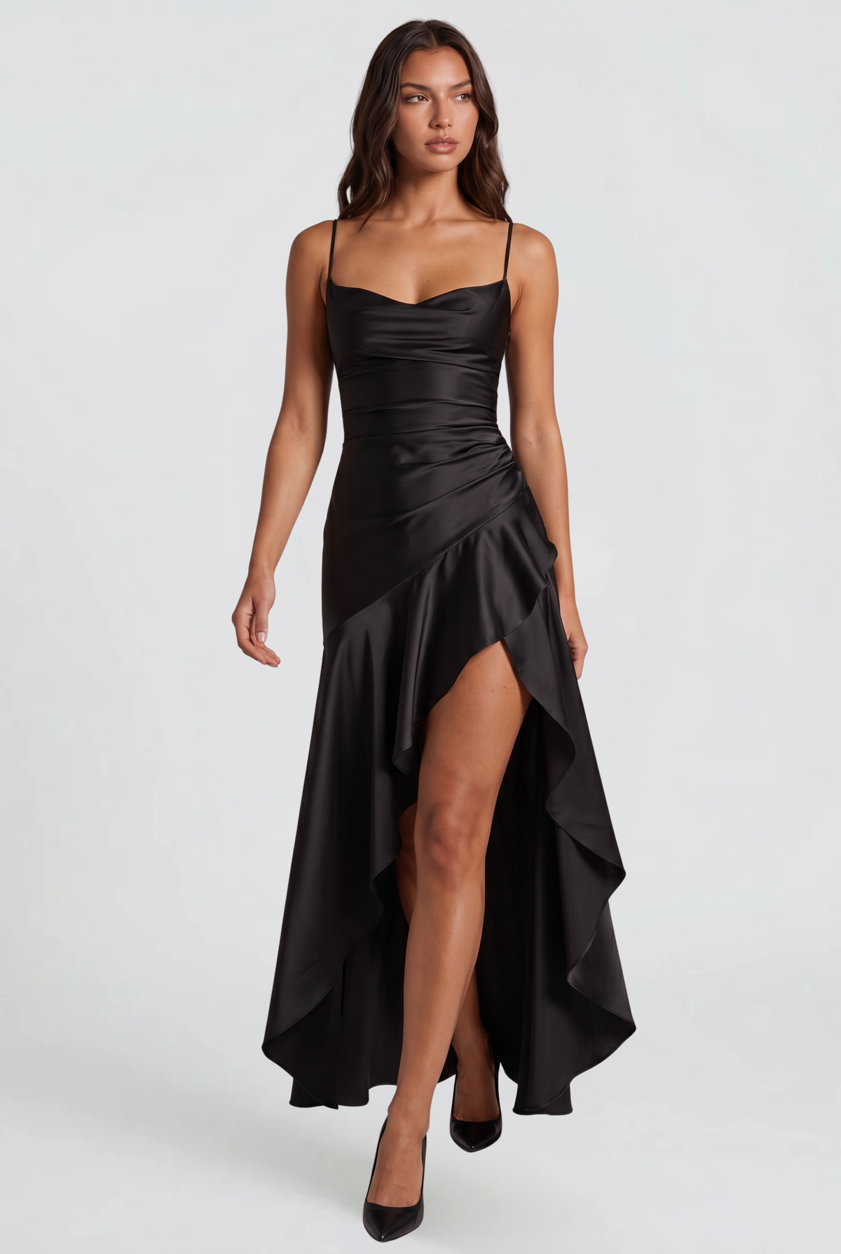 Satin Slip Maxi Dress for Wedding Guest Audrey Calvero
