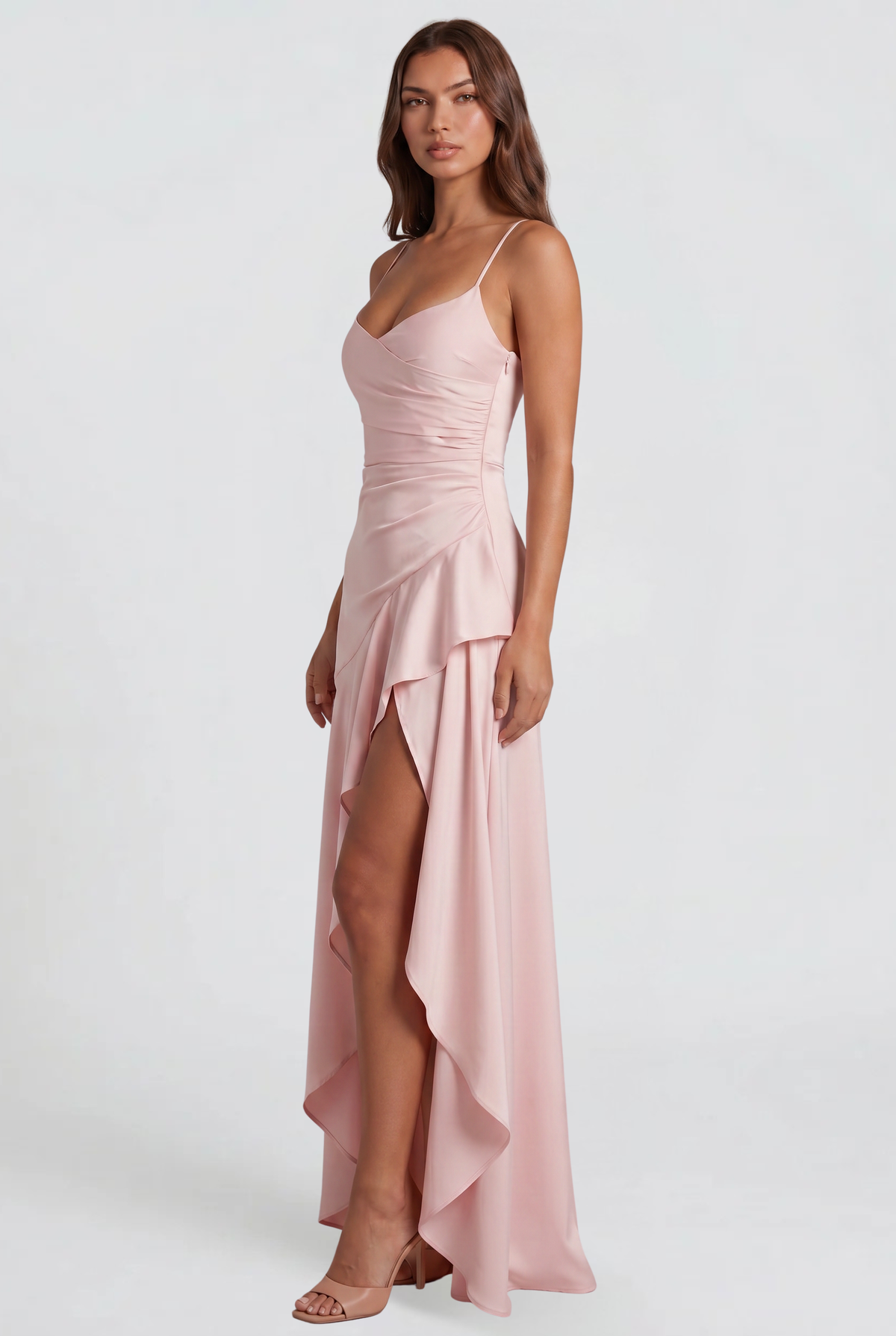 Satin Slip Maxi Dress for Wedding Guest Audrey Calvero