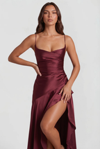 Satin Slip Maxi Dress for Wedding Guest Audrey Calvero