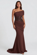 Sparkly One Shoulder Wedding Guest Dress Audrey Calvero
