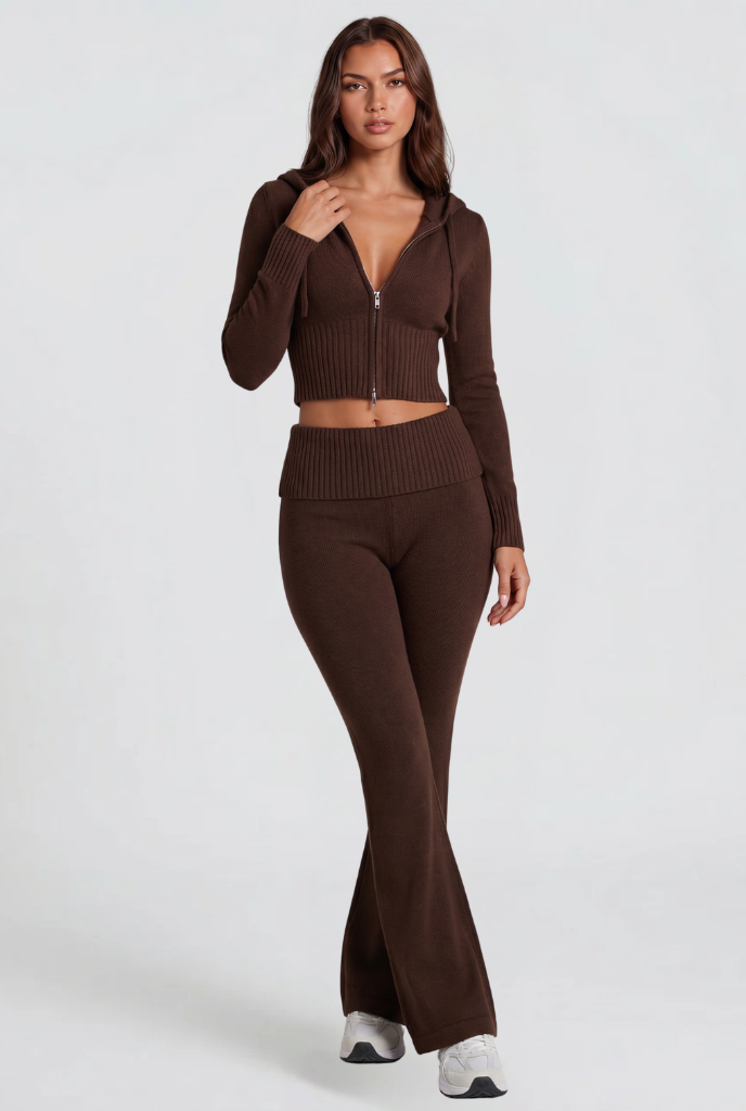 Zip-Up Hoodie & Flare Pants Set Audrey Calvero