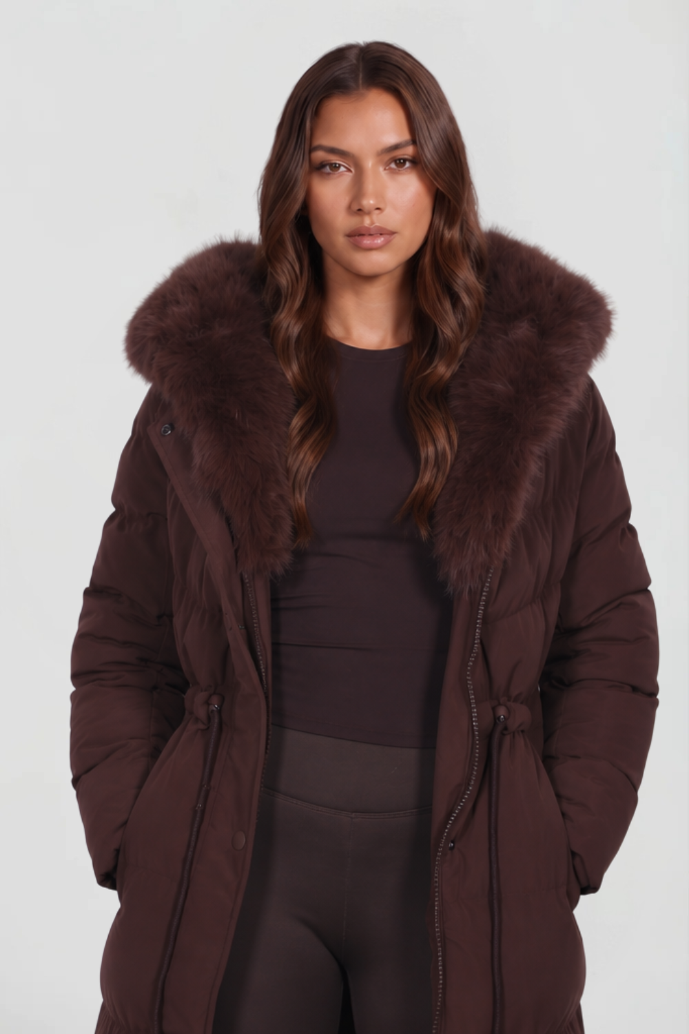 Bella Fur Hooded Coat Audrey Calvero