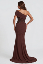 Sparkly One Shoulder Wedding Guest Dress Audrey Calvero