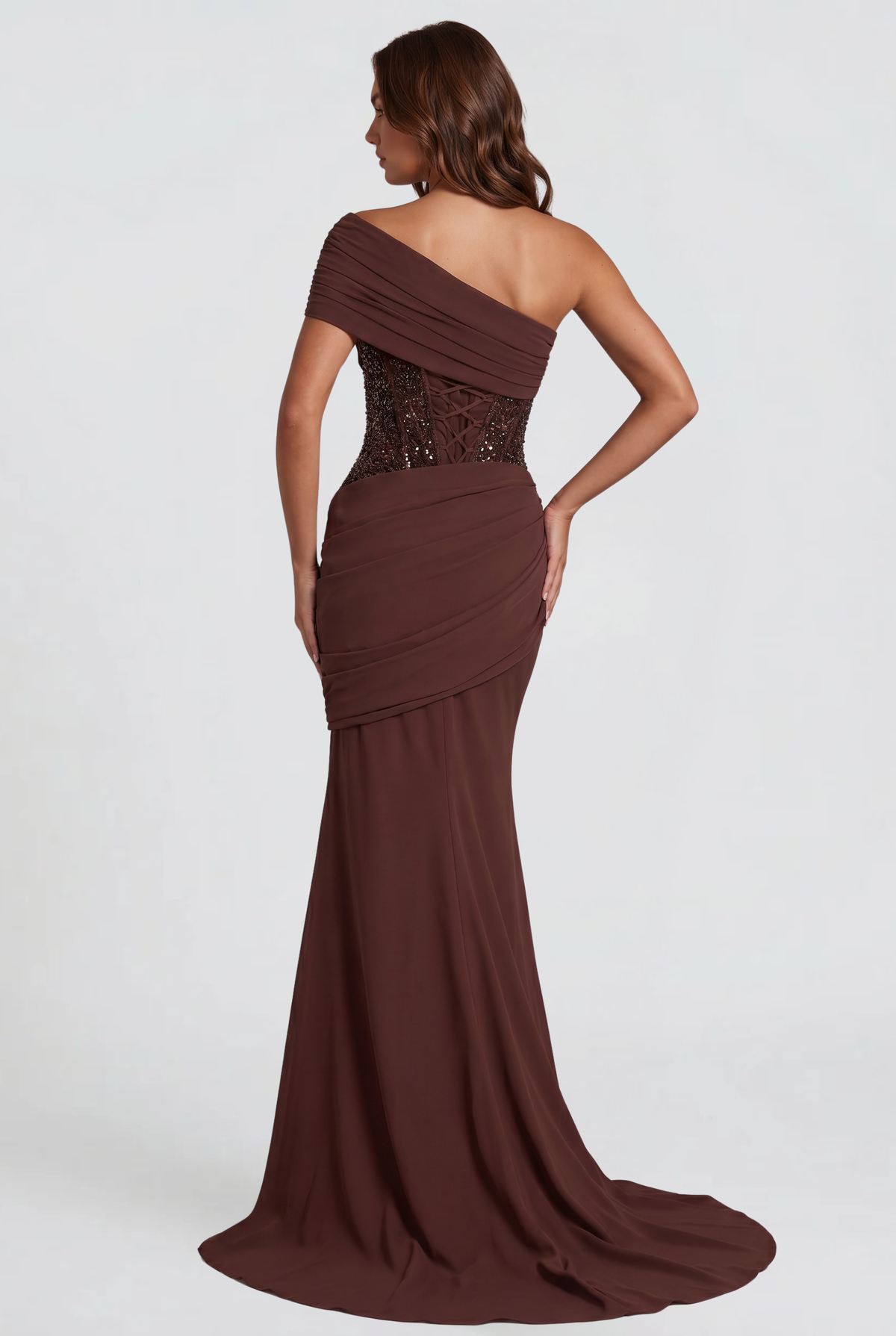 Sparkly One Shoulder Wedding Guest Dress Audrey Calvero