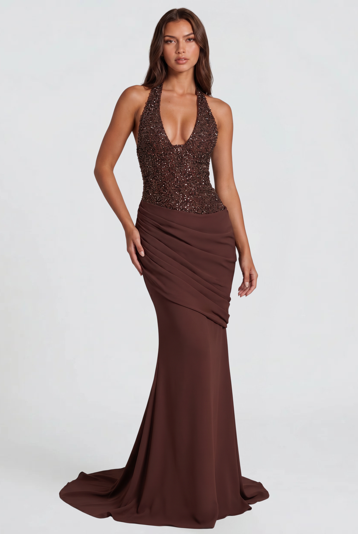 Sparkly Autumn Wedding Guest Maxi Dress Audrey Calvero