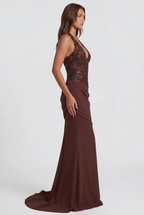 Sparkly Autumn Wedding Guest Maxi Dress Audrey Calvero