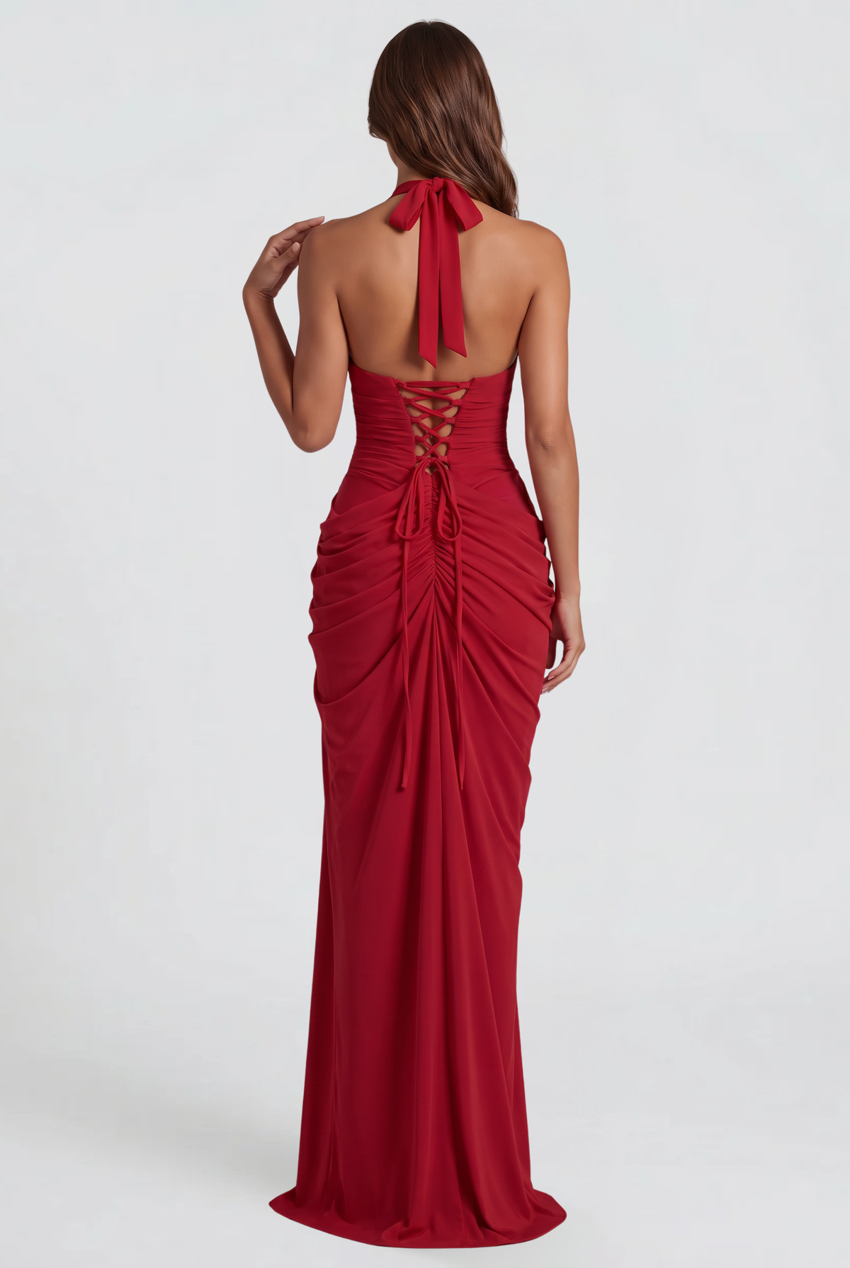 Halter Wedding Guest Maxi Dress Audrey Calvero