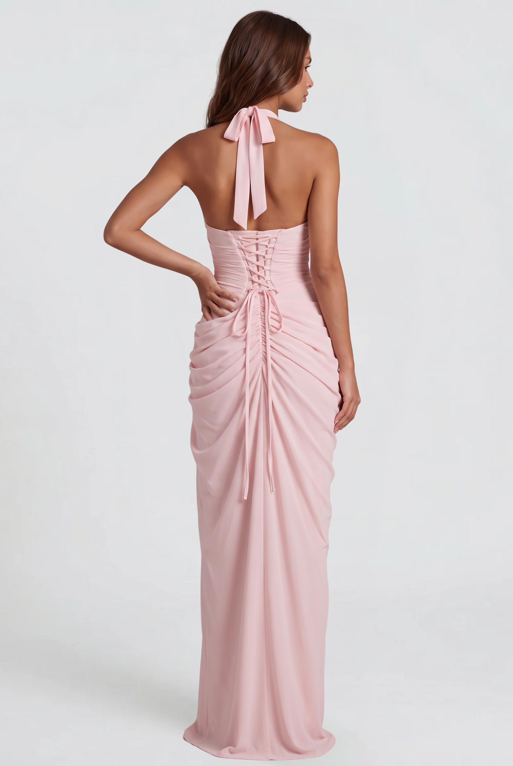 Halter Wedding Guest Maxi Dress Audrey Calvero