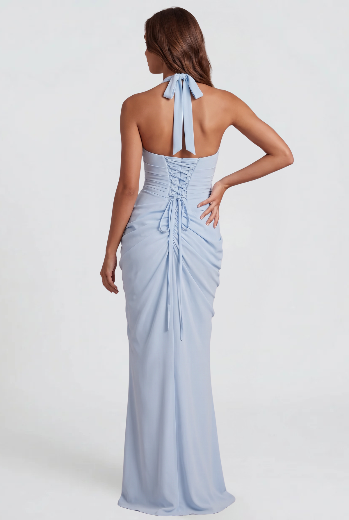Halter Wedding Guest Maxi Dress Audrey Calvero
