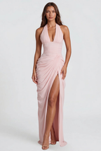 Halter Wedding Guest Maxi Dress Audrey Calvero