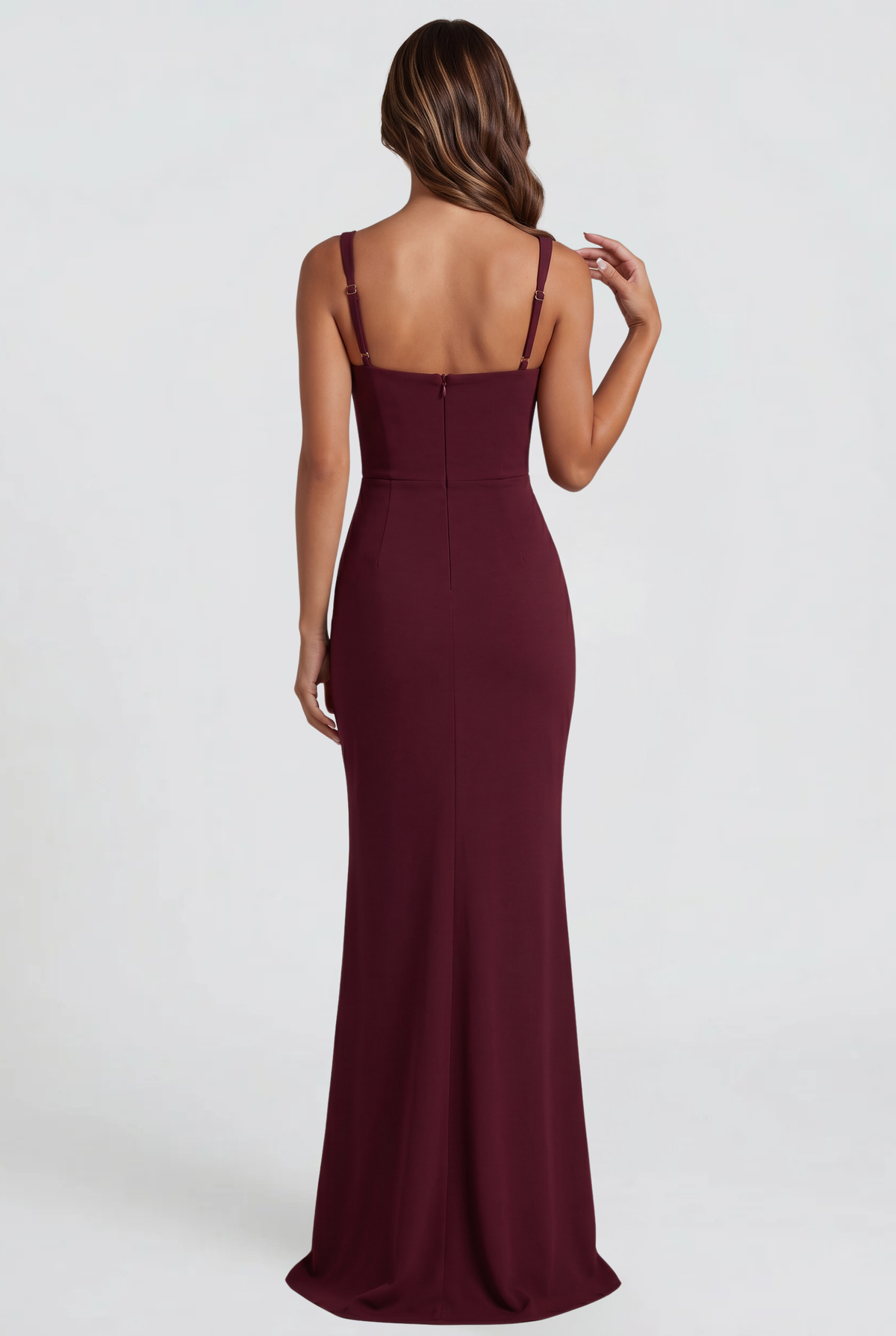 Square Neck Wedding Guest Dress with Ruffle Slit Audrey Calvero