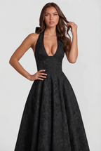 Floral Wedding Guest Halter Midi Dress Audrey Calvero