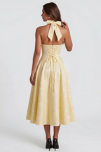 Floral Wedding Guest Halter Midi Dress Audrey Calvero