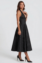 Floral Wedding Guest Halter Midi Dress Audrey Calvero