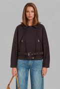 Belted Suede Biker Jacket