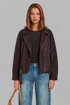 Belted Suede Biker Jacket