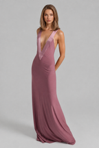 Party Maxi Dress with Satin Straps