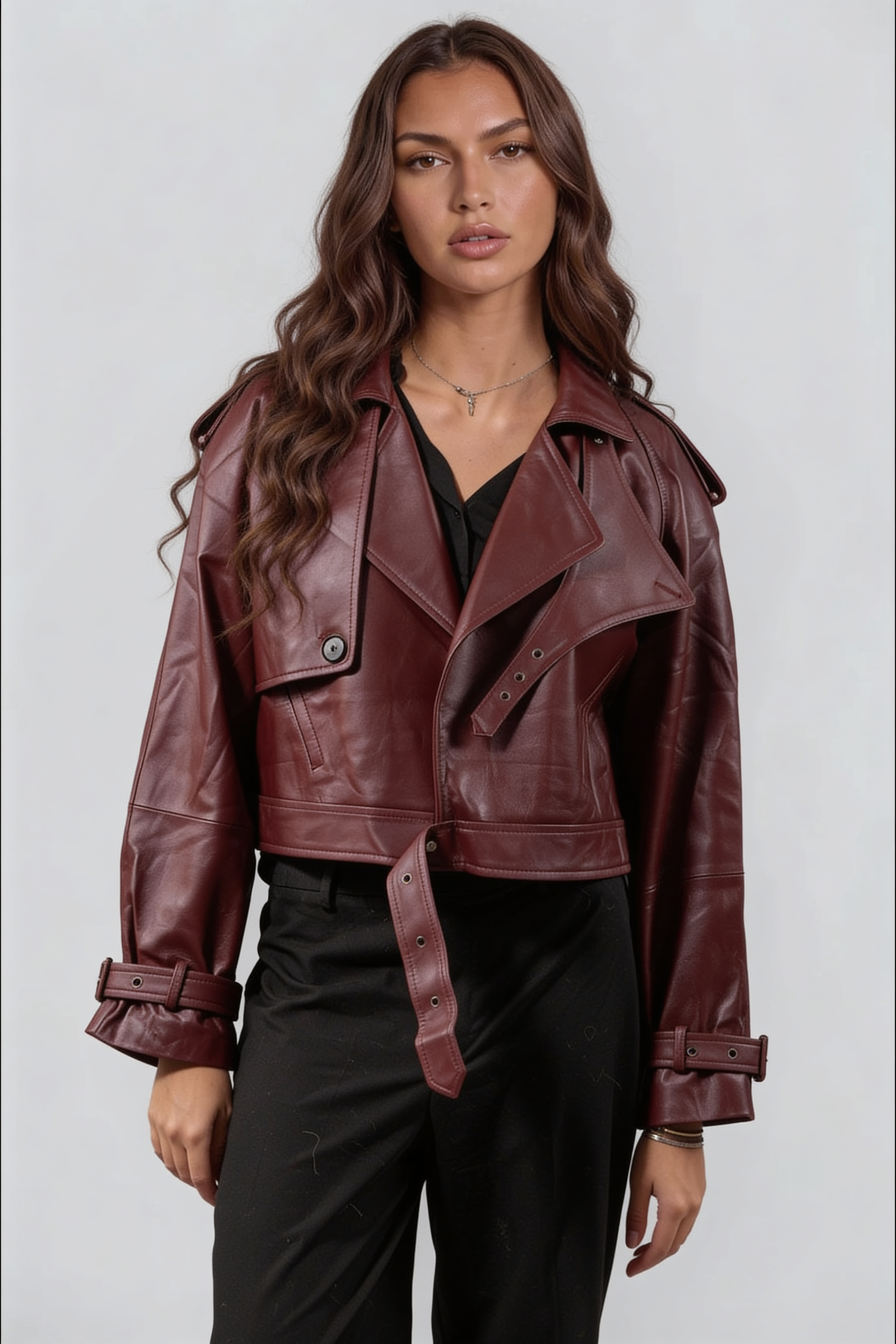 Elsa Leather Trench Coat Audrey Calvero