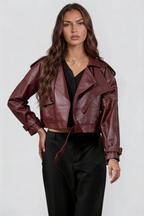 Elsa Leather Trench Coat Audrey Calvero
