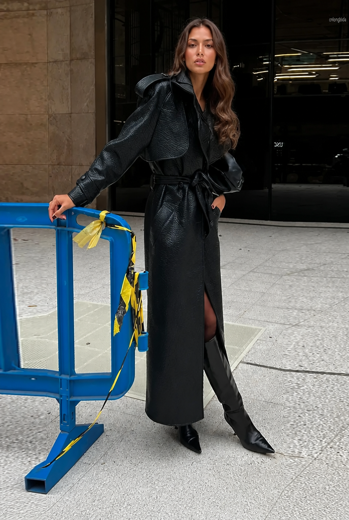 Florence Leather Trench Coat Audrey Calvero