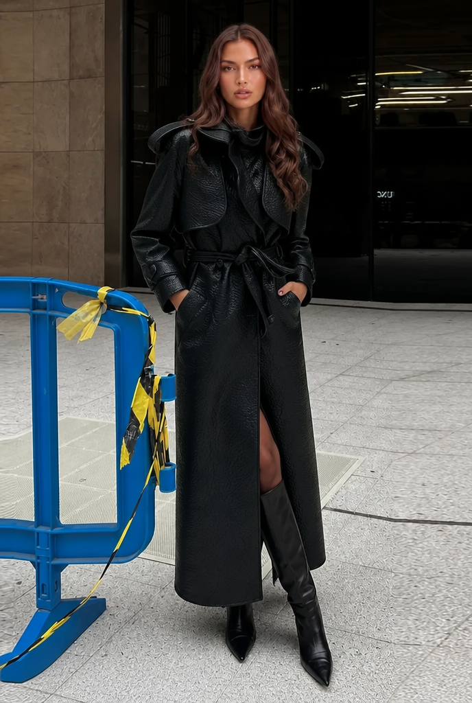 Florence Leather Trench Coat Audrey Calvero