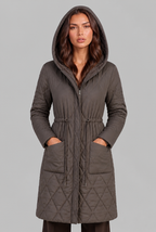Quilted Longline Coat with Hood Audrey Calvero