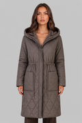 Quilted Longline Coat with Hood Audrey Calvero
