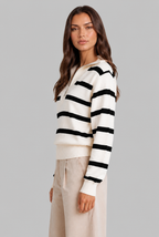 Striped Half-Zip Knitted Jumper Audrey Calvero
