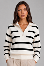 Striped Half-Zip Knitted Jumper Audrey Calvero