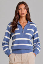 Striped Half-Zip Knitted Jumper Audrey Calvero