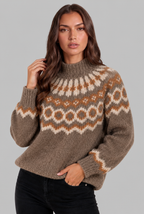 Chunky Fair Isle Sweater with High Neck Audrey Calvero