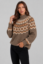 Chunky Fair Isle Sweater with High Neck Audrey Calvero