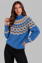 Chunky Fair Isle Sweater with High Neck Audrey Calvero