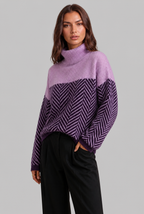 Colorblock Chevron Sweater with High Neck Audrey Calvero