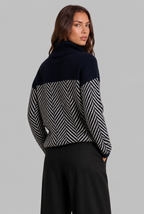 Colorblock Chevron Sweater with High Neck Audrey Calvero