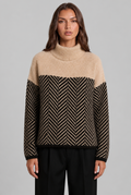 Colorblock Chevron Sweater with High Neck Audrey Calvero