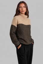 Colorblock Chevron Sweater with High Neck Audrey Calvero