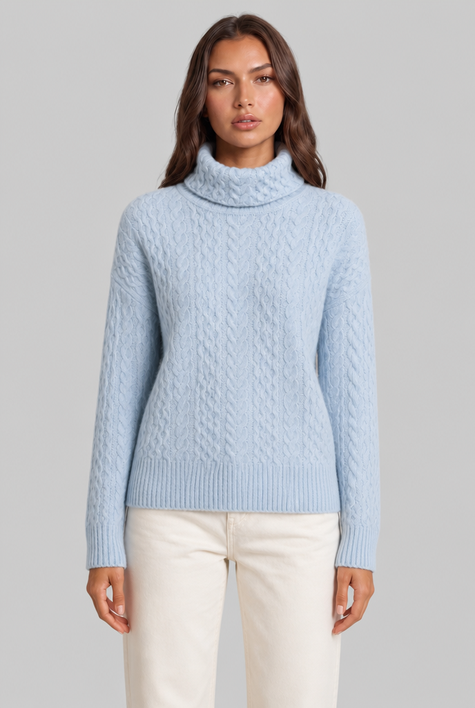 Cable Knit Turtleneck Sweater Audrey Calvero