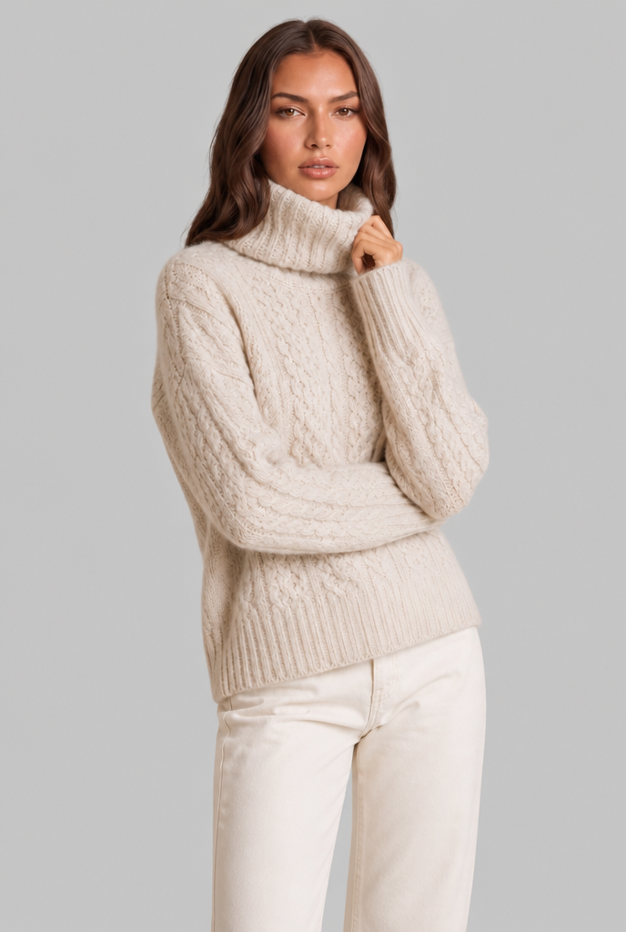 Cable Knit Turtleneck Sweater Audrey Calvero