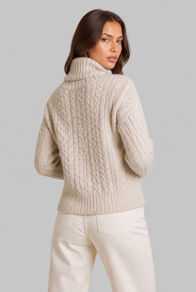 Cable Knit Turtleneck Sweater Audrey Calvero