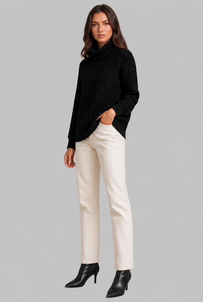 Cable Knit Turtleneck Sweater Audrey Calvero