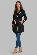 Contrast Trim Trench Coat Audrey Calvero