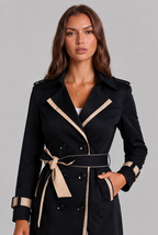 Contrast Trim Trench Coat Audrey Calvero