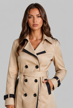 Contrast Trim Trench Coat Audrey Calvero
