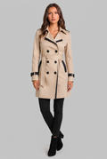 Contrast Trim Trench Coat Audrey Calvero