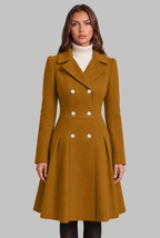 Fit and Flare Wool Coat with Gold Buttons Audrey Calvero