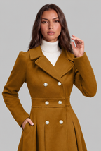 Fit and Flare Wool Coat with Gold Buttons Audrey Calvero
