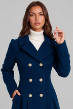 Fit and Flare Wool Coat with Gold Buttons Audrey Calvero